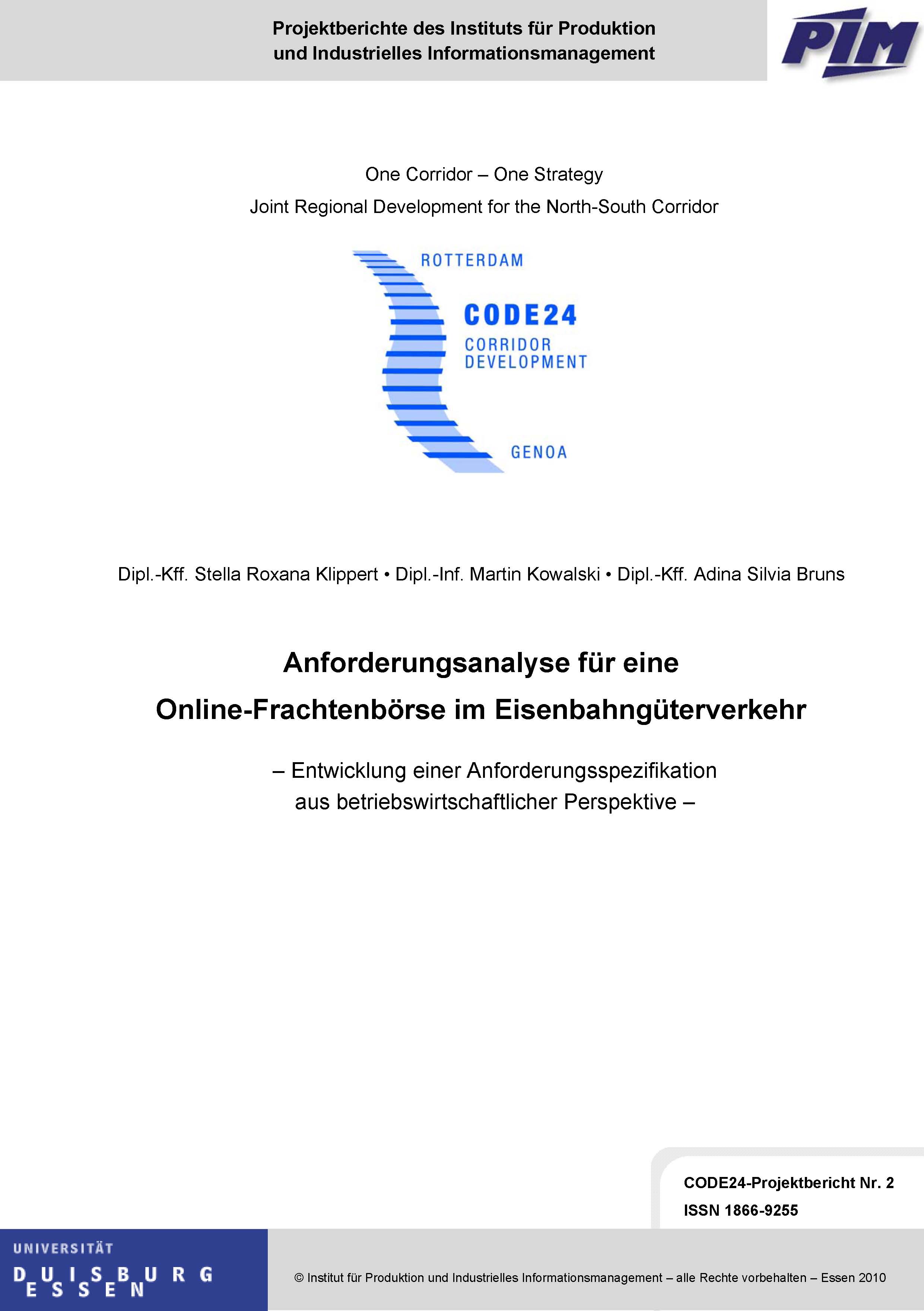 Anforderungsanalyse für eine Online-Frachtenbörse im Eisenbahngüterverkehr